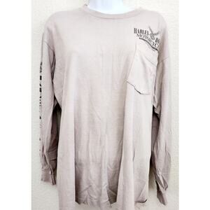Harley-Davidson Tan Beige Rapid City South Dakota T Shirt Medium Long Sleeves